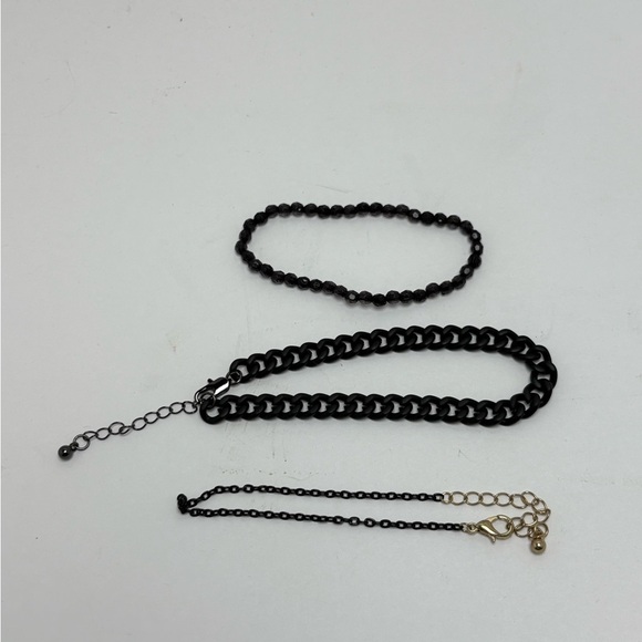 Jewelry - Set of 3 Black Chain and Bead Bracelets